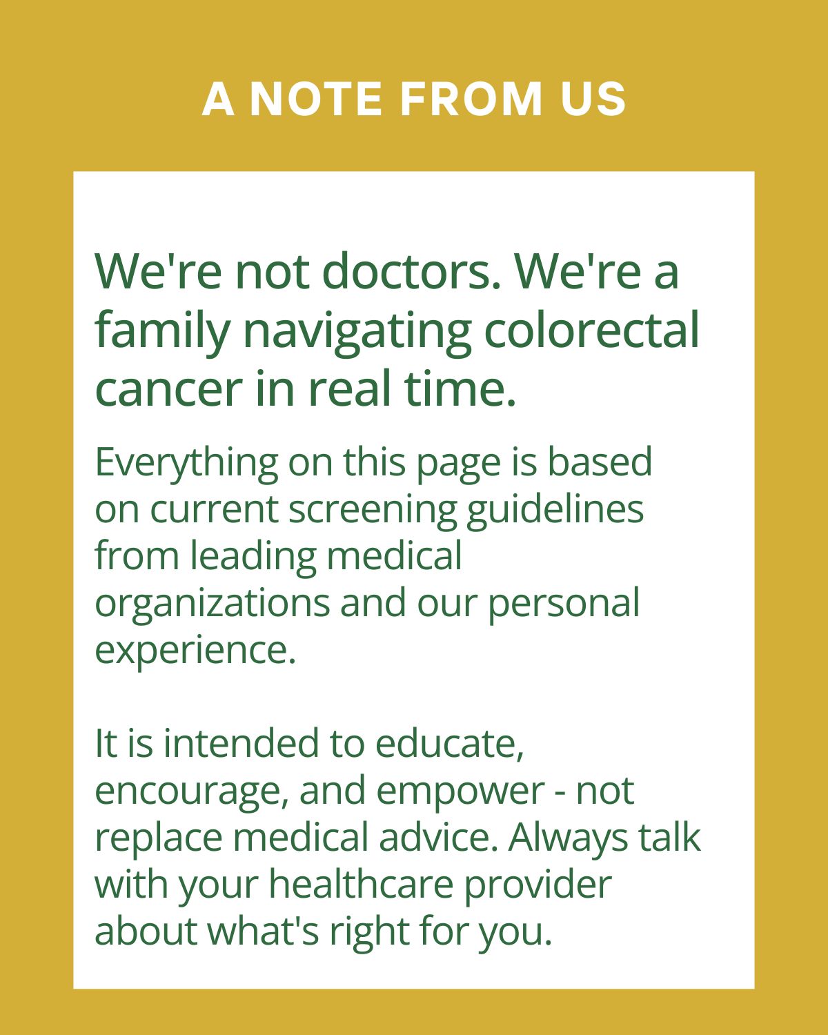 A note from the Earin family about the advice on this page